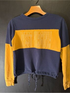 West Virginia Colorblock Drawstring Long Sleeve Tee - Navy/Gold